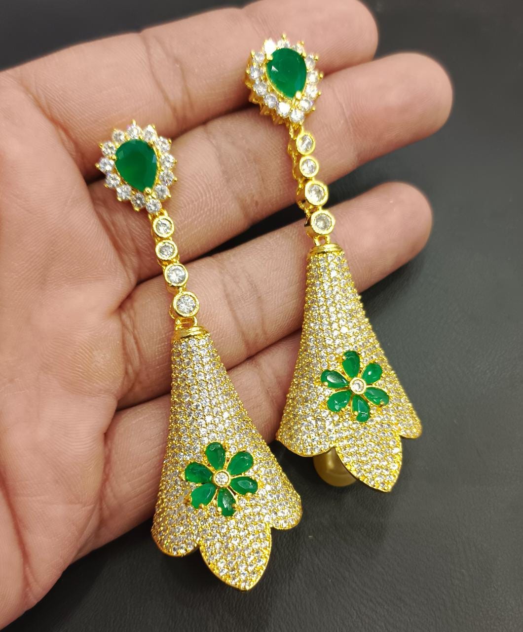 Get Exclusive Golden Zircons Floral Earrings