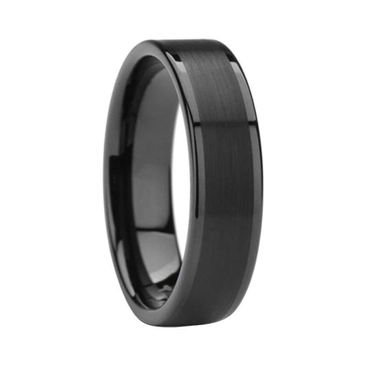 Men Black Tungsten Carbide Ring Action Packed