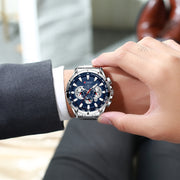 CURREN Luxury Brand Mens Silver Blue Watch