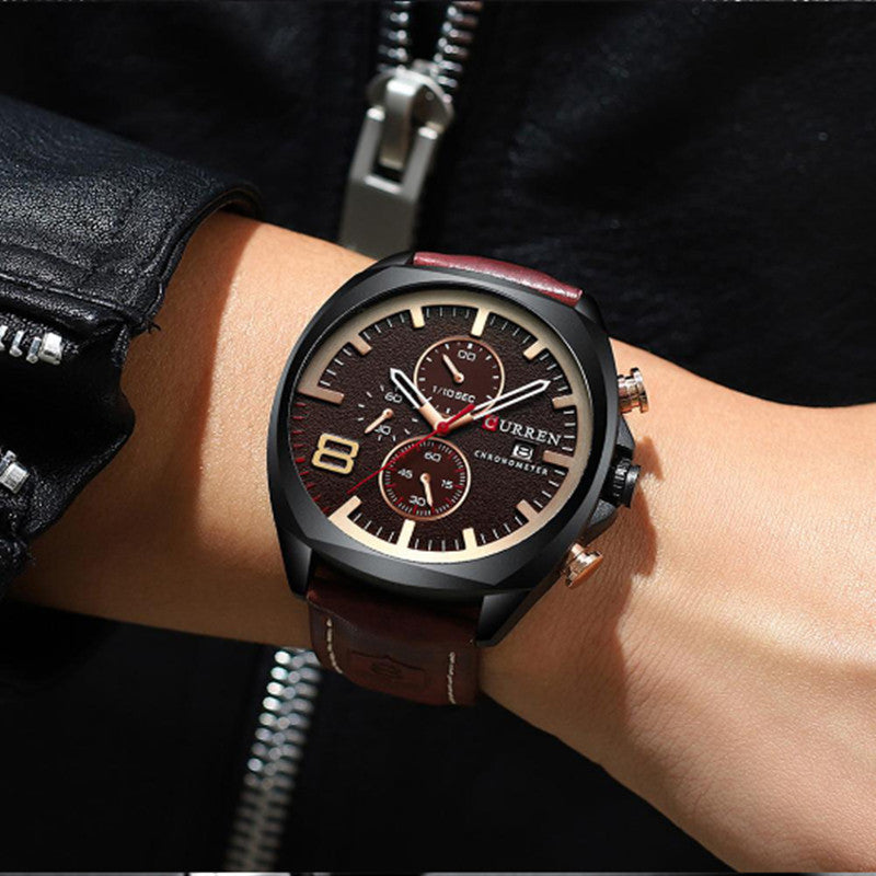 Get Exclusive Leather Strap Square Dial Men Watch