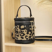 Get Exclusive Leopard Pattern with Scarf Bucket Bag