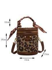 Get Exclusive Leopard Pattern with Scarf Bucket Bag
