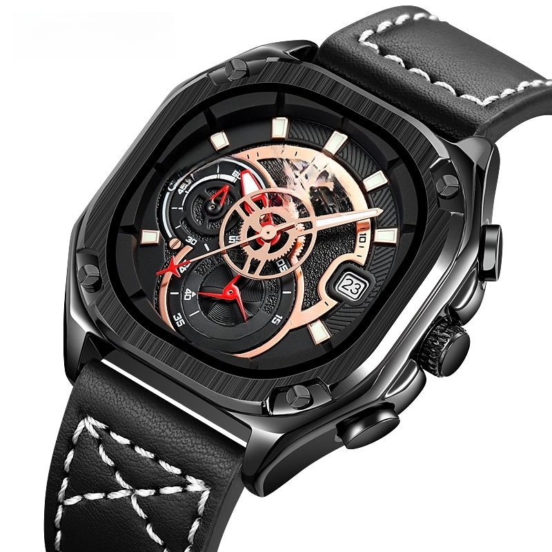 Get Exclusive Leather Strap Chronograph Watch For Men
