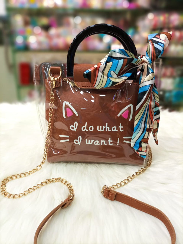 New Brown Color Jelly Handle Bow Cross-body Bags