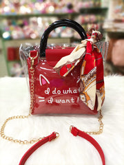 New Red Color Jelly Handle Bow Cross-body Bags