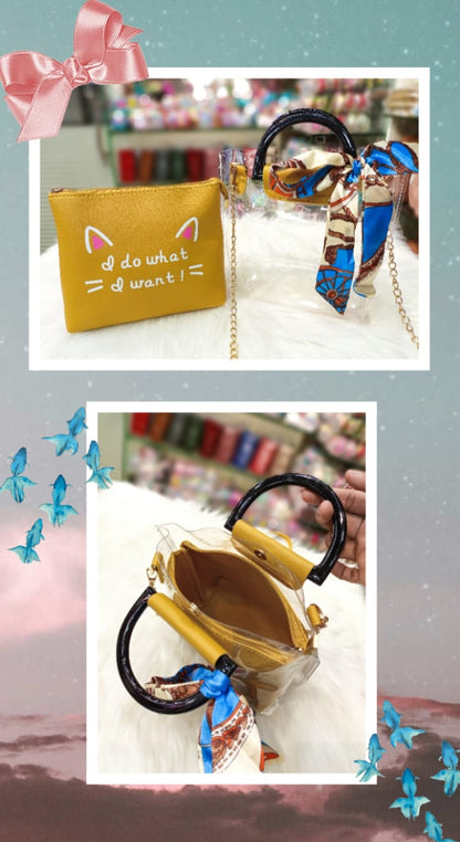 New Mustard Color Jelly Handle Bow Cross-body Bags