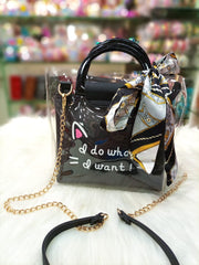 New Black Color Jelly Handle Bow Cross-body Bags