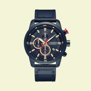 Curren All Black Leather – Chronograph! – 1 Year Warranty - Eshaal Fashion