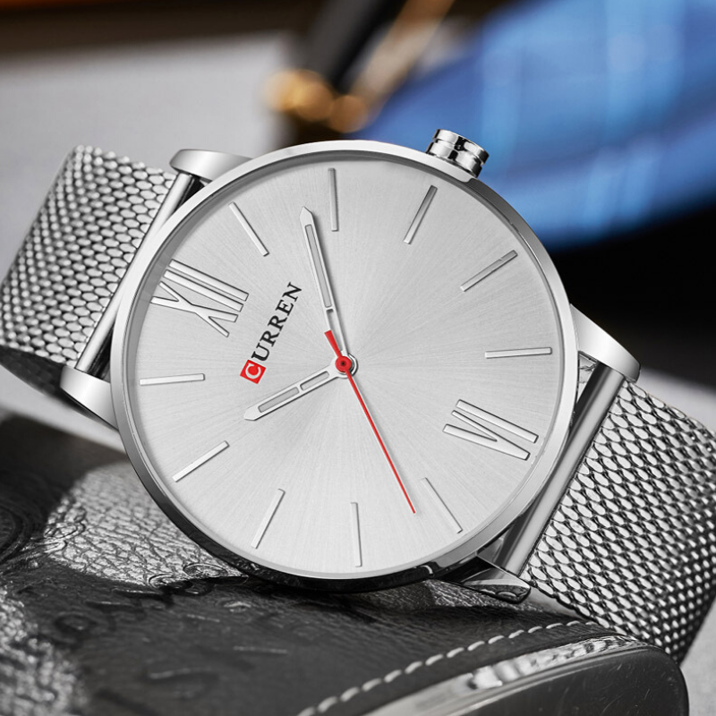 CURREN Luxury Silver Stainless Steel Sport Clock Men Wrist watch - Eshaal Fashion
