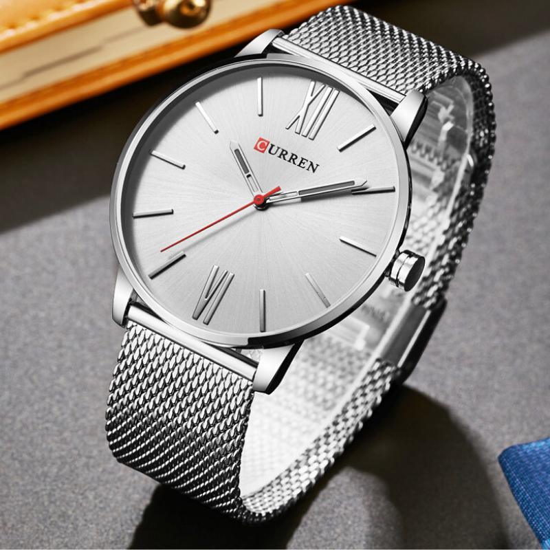 CURREN Luxury Silver Stainless Steel Sport Clock Men Wrist watch - Eshaal Fashion