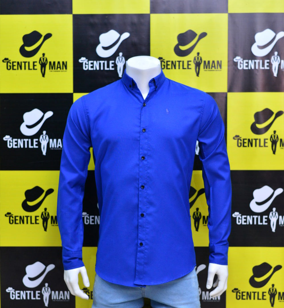 Fashionable Royal Blue Highlighted Men Shirt