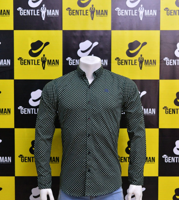 Stylish Dark Green Textured Men Shirt