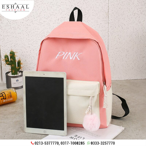 Pink Letter Embroidery backpack4pcs Set