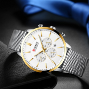 CURREN Chronograph Quartz Men Waterproof Wrist Watch Gold Silver - Eshaal Fashion
