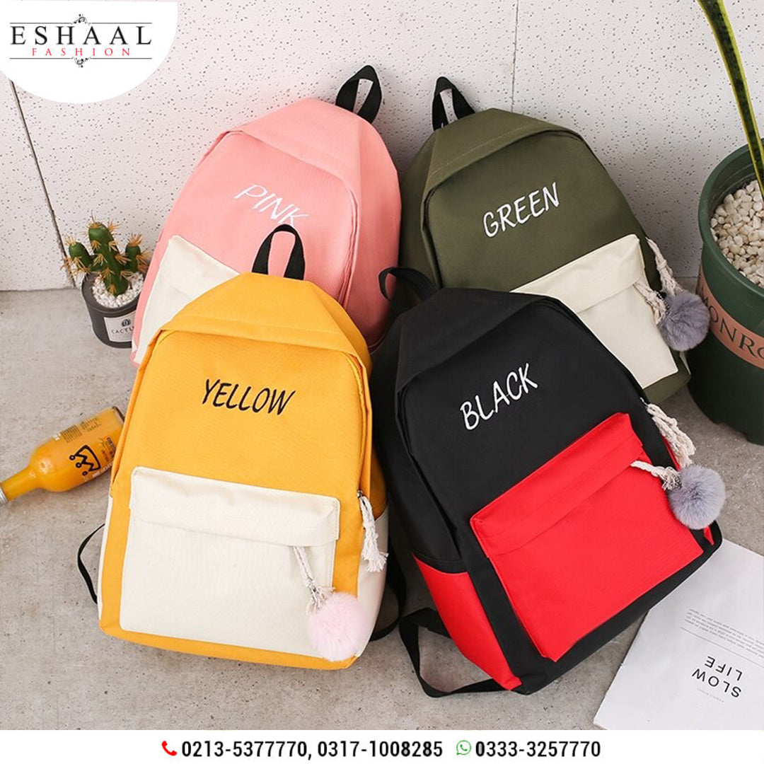 Black Letter Embroidery backpack4pcs Set - Eshaal Fashion