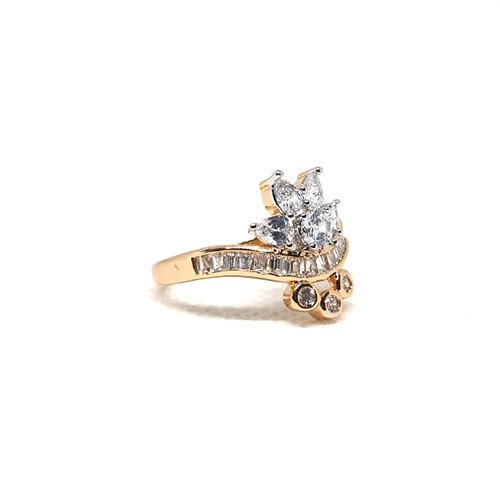 2 Tone Crystal Goldplated Ring - Eshaal Fashion
