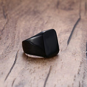 Men Coal Black  Plain Black Stainless Steel Ring