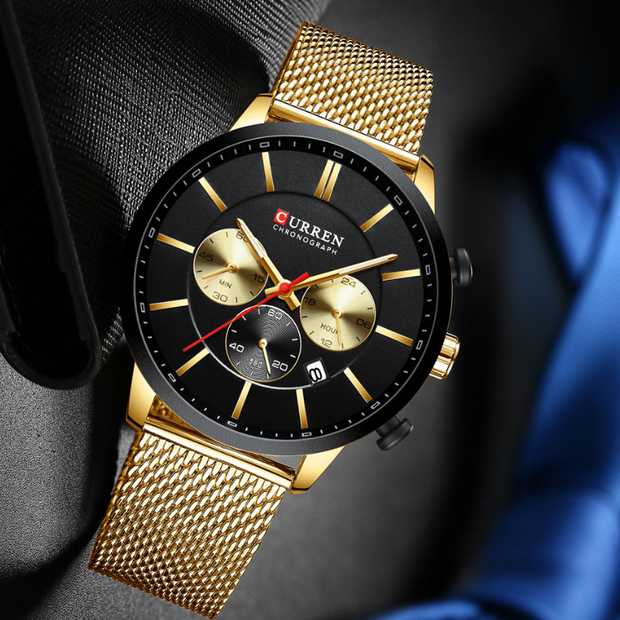 CURREN Chronograph Quartz Men Waterproof Wrist Watch Golden - Eshaal Fashion