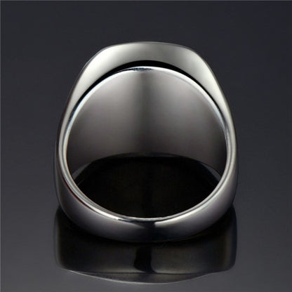 Men Heart Racer Black Stone Stainless Steel Ring