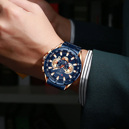 CURREN Luxury Brand Mens Blue Watch - Eshaal Fashion