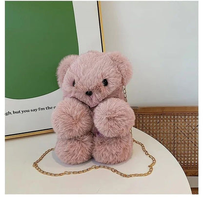 New Teddy Bear Fluffy Furr Large Size Girls Bags