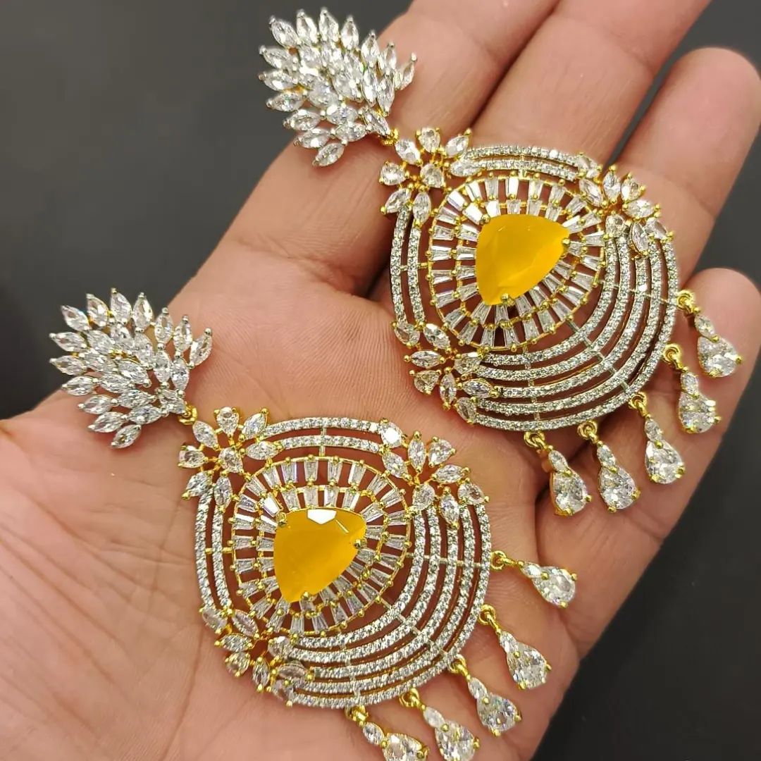 Get Beautiful Gold Plated Crystal Earrings by Eshaalfashion