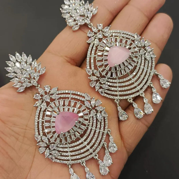 Get Beautiful Silver Plated Crystal Earrings by Eshaalfashion