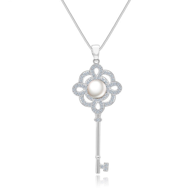EshaalFashion Pearl Key Pendant Necklace for Women - Eshaal Fashion