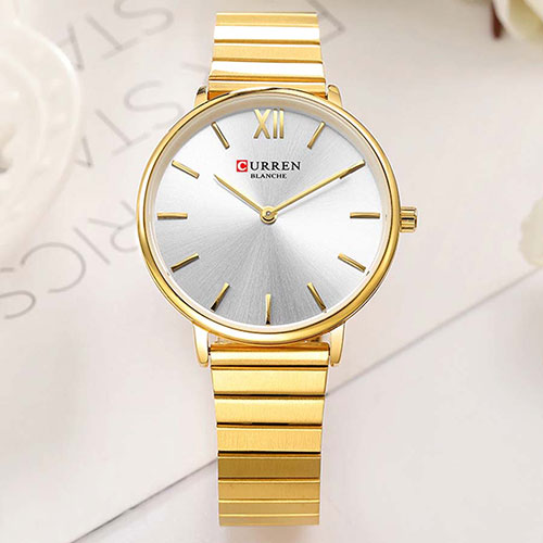 Gold CURREN stylish watch with white dial