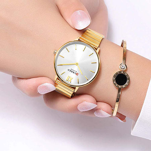Gold CURREN stylish watch with white dial