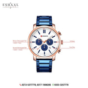 ORIGINAL CURREN Chronograph Quartz Men Waterproof Wrist Watch  Blue with Rose Gold Dial