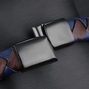 Brown with Blue Genuine Leather Men Bracelet - Eshaal Fashion