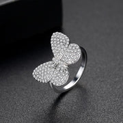 Butterfly Style Rhodium Plated Adjustable Ring For Women - Eshaal Fashion