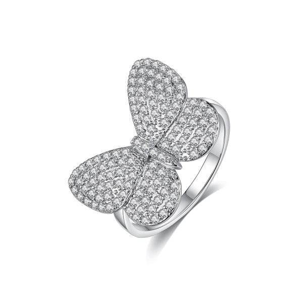 Butterfly Style Rhodium Plated Adjustable Ring For Women - Eshaal Fashion