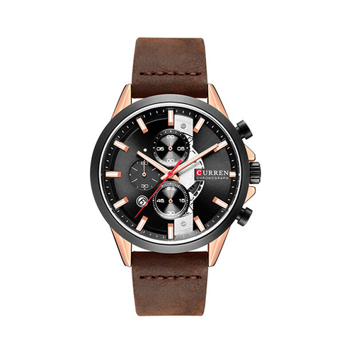 Curren New Style Brown Strap with Black Dial Chronograph Men Watch - Eshaal Fashion