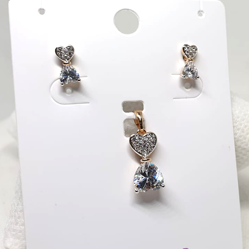 Crystal Bow Style Small Locket Set with Chain - Eshaal Fashion