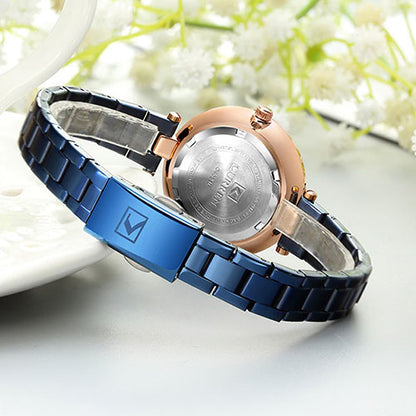 Curren Blue with Rose Gold Dial Watch For Women - Eshaal Fashion