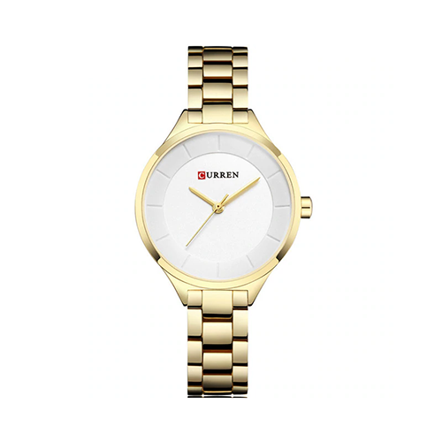 Curren Top Brand Fashion Ladies Watch White Dial with Golden Chain - Eshaal Fashion