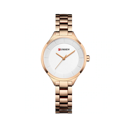 Curren Top Brand Fashion Ladies Watch White Dial with Rose Gold Chain - Eshaal Fashion