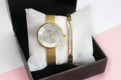 Curren Watch With Goldplated Bracelet Deal - Eshaal Fashion