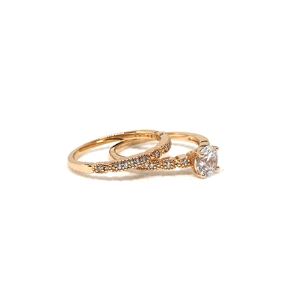 Elegant Goldplated Pair Stones Ring - Eshaal Fashion