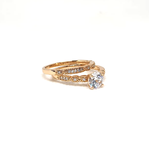 Elegant Goldplated Pair Stones Ring - Eshaal Fashion