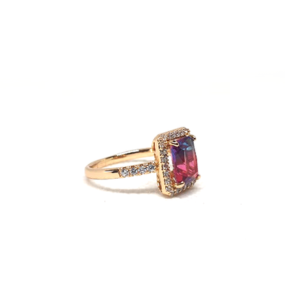 Elegant Multi Crystal Stone GoldPlated Ring - Eshaal Fashion