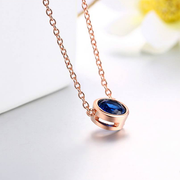 Eshaalfashion Blue Crystal With Rose Gold Chain Pendant Set - Eshaal Fashion