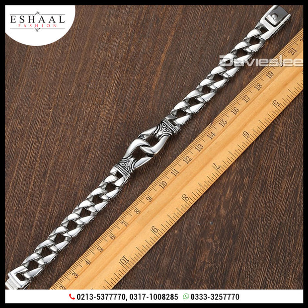 Eshaalfashion Mens Bracelet 316L Stainless Steel Silver Color Curved Curb Link Chain Bracelets - Eshaal Fashion