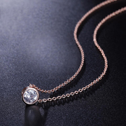 Eshaalfashion White Crystal With Rose Gold Chain Pendant Set - Eshaal Fashion