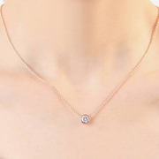 Eshaalfashion White Crystal With Rose Gold Chain Pendant Set - Eshaal Fashion