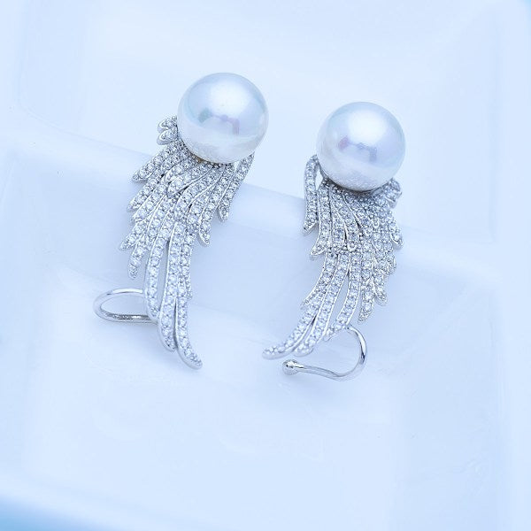 Fancy Finc with Pearl Rhodium plated Earrings