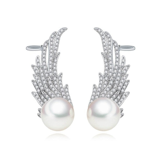 Fancy Finc with Pearl Rhodium plated Earrings
