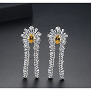 Feather Crystal Silverplated Earrings